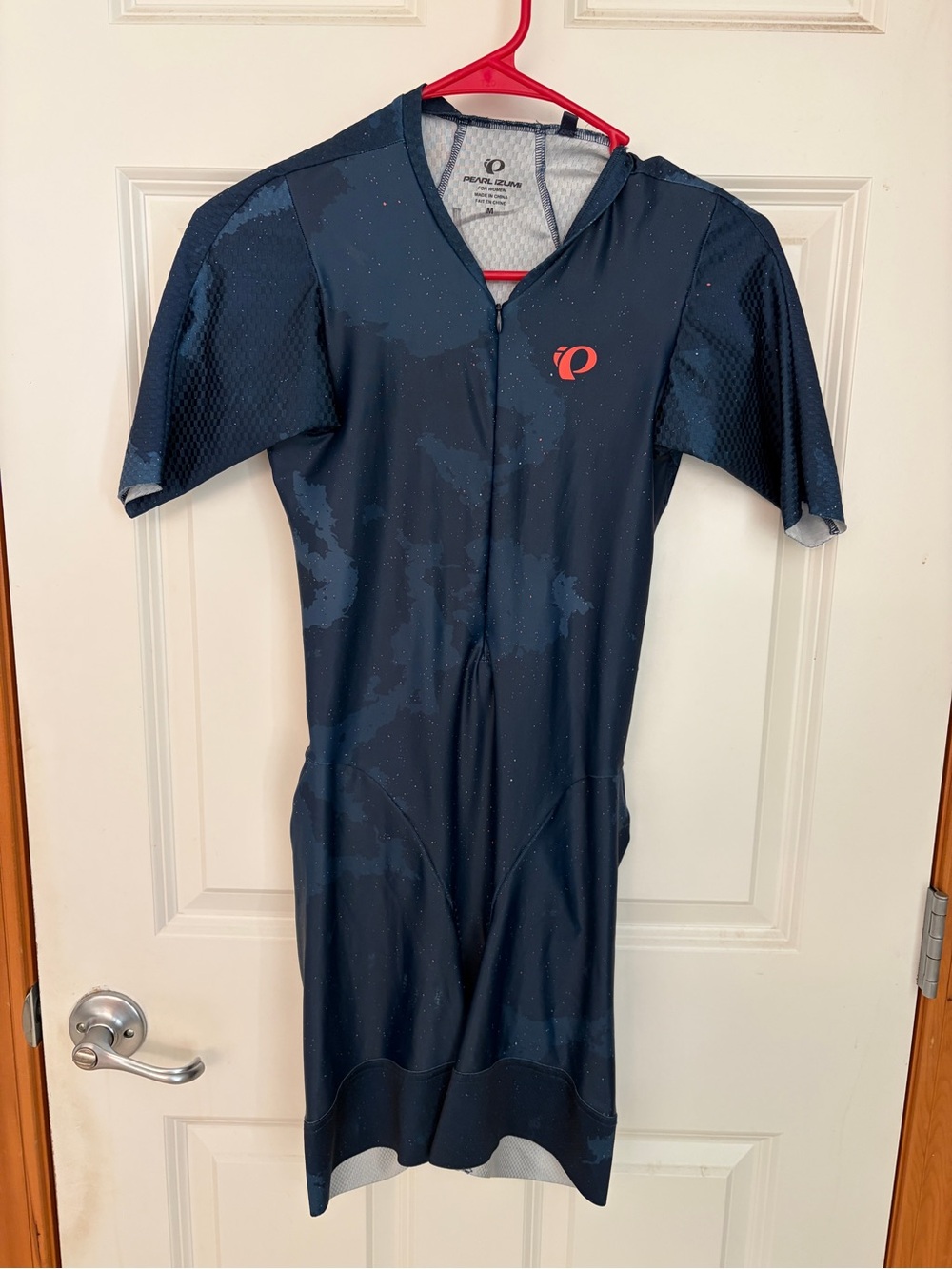 Pearl Izumi Team Octane Navy Blue Triathlon Suit with Coral Logo size Medium